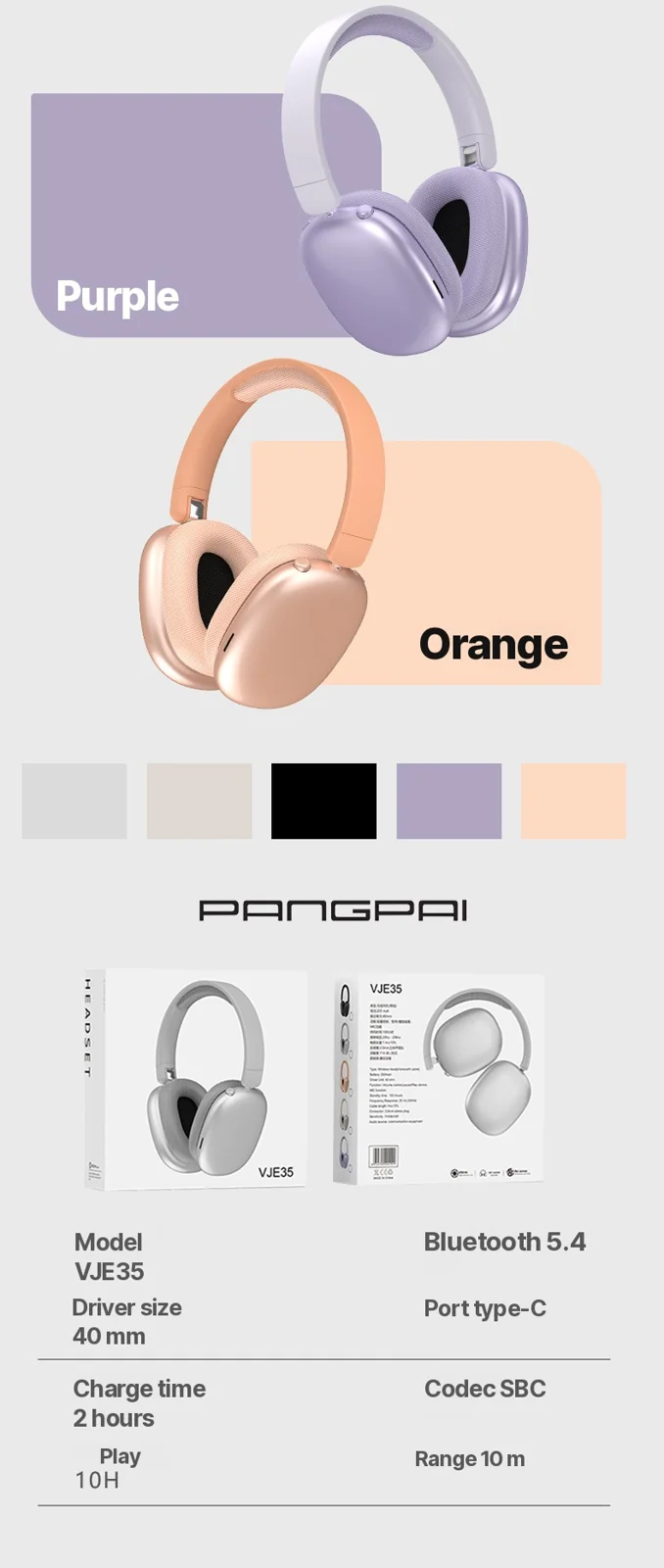 Over-Ear Wireless Bluetooth Headphones with FM Radio and TF Card Slot