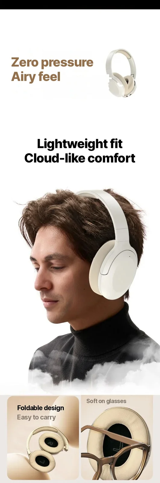 Wireless Over-Ear Bluetooth Headphones with Low Latency and Long Battery