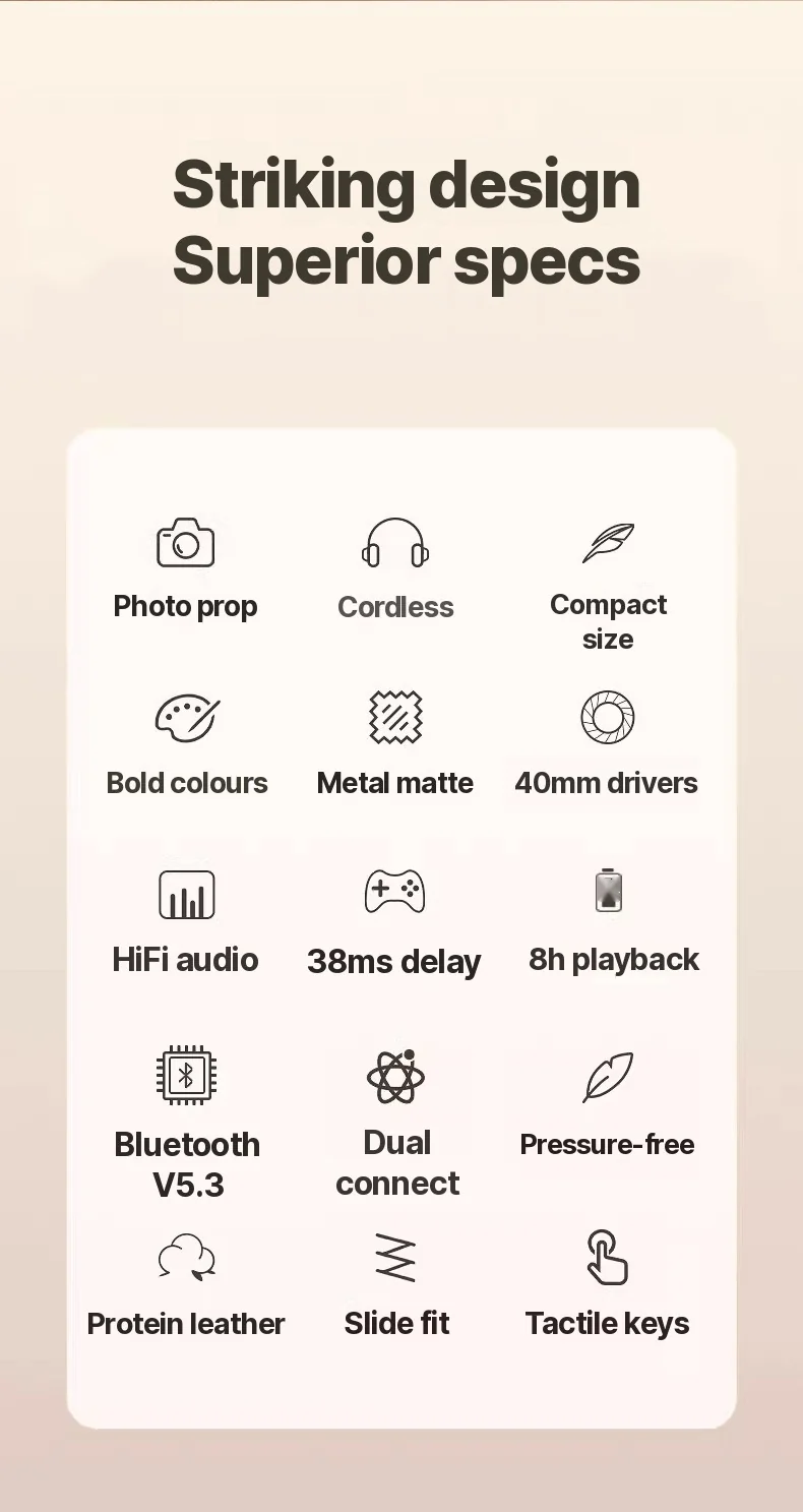 Wireless Over-Ear Headphones with FM Radio and TF Card Slot