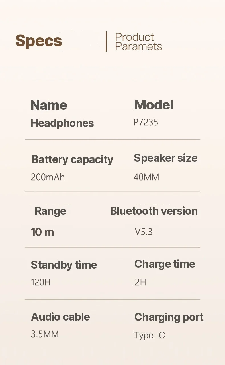Wireless Over-Ear Bluetooth Headphones with Long Battery Life