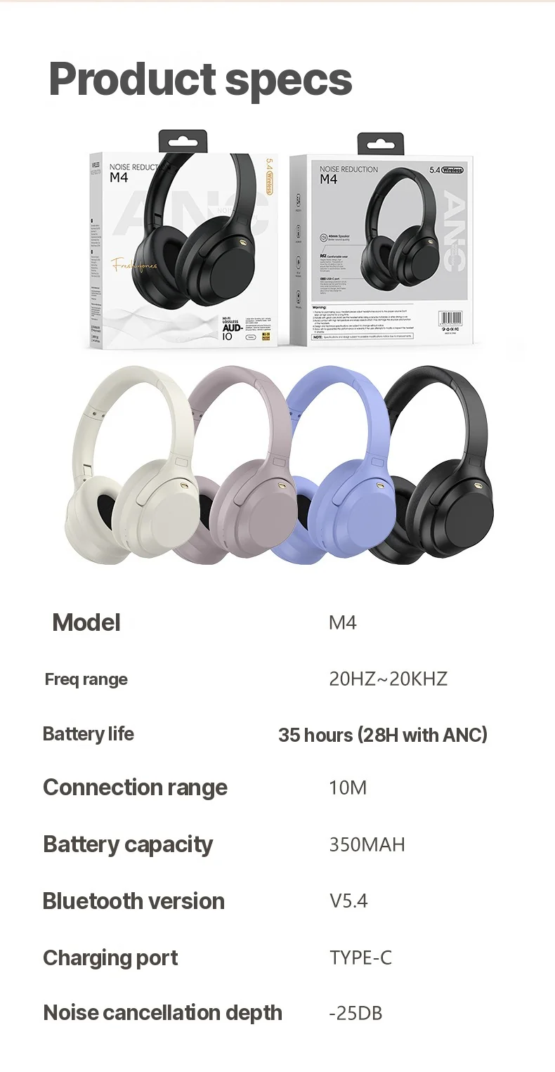 Over-Ear Wireless Bluetooth Headphones with Active Noise Cancelling