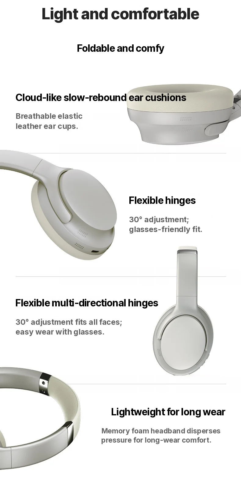 Casque Bluetooth sans fil supra-auriculaire avec micro et modes EQ multiples