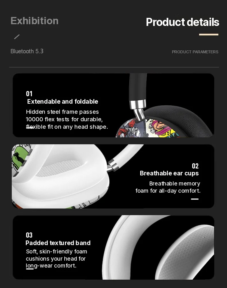 Auriculares Inalámbricos Graffiti con Radio FM y Ranura TF