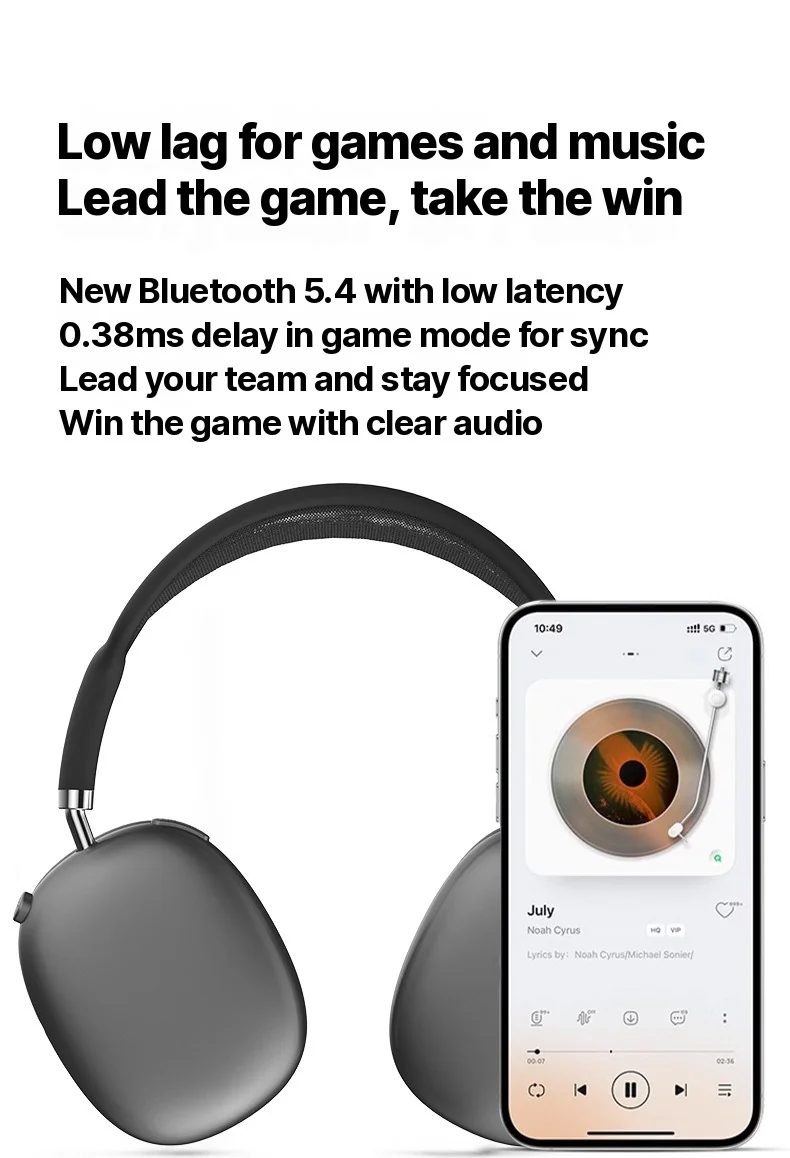 Auriculares Bluetooth inalámbricos con radio FM y ranura para tarjeta TF
