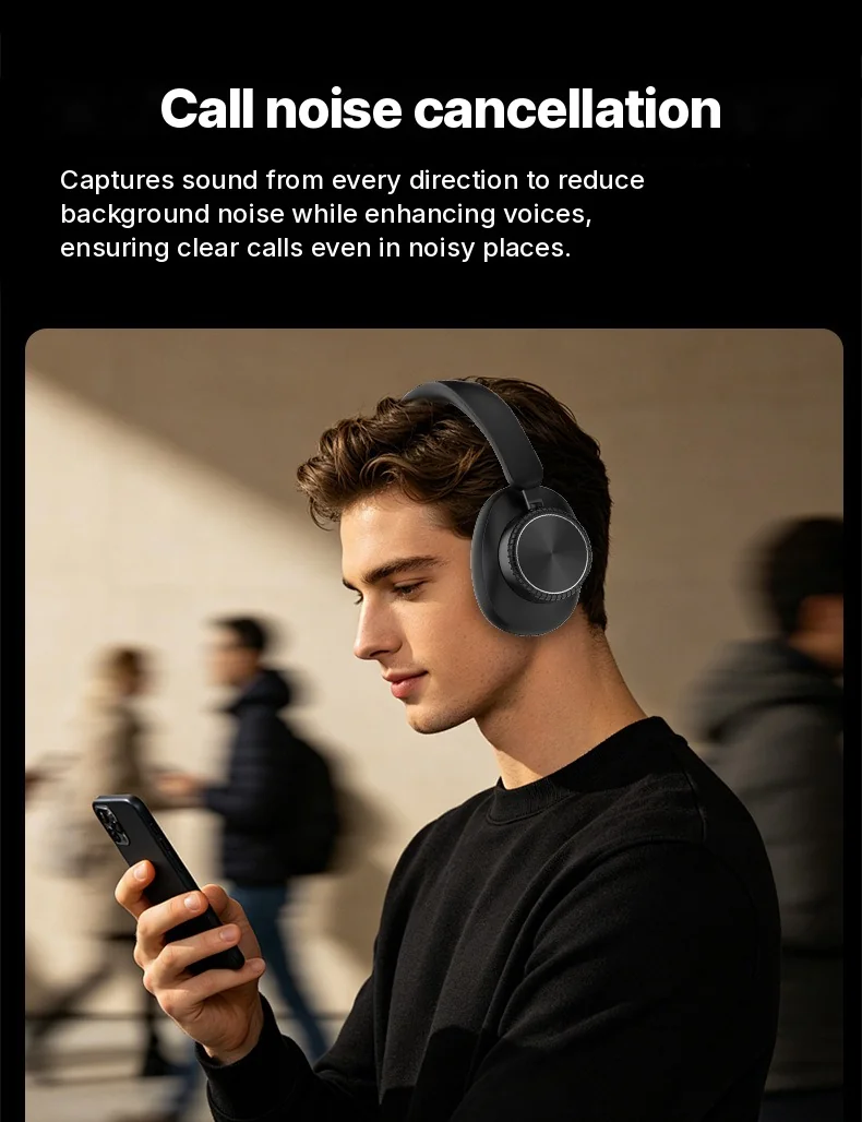 Cuffie Wireless Over-Ear con Cancellazione Attiva del Rumore e Batteria da 35H