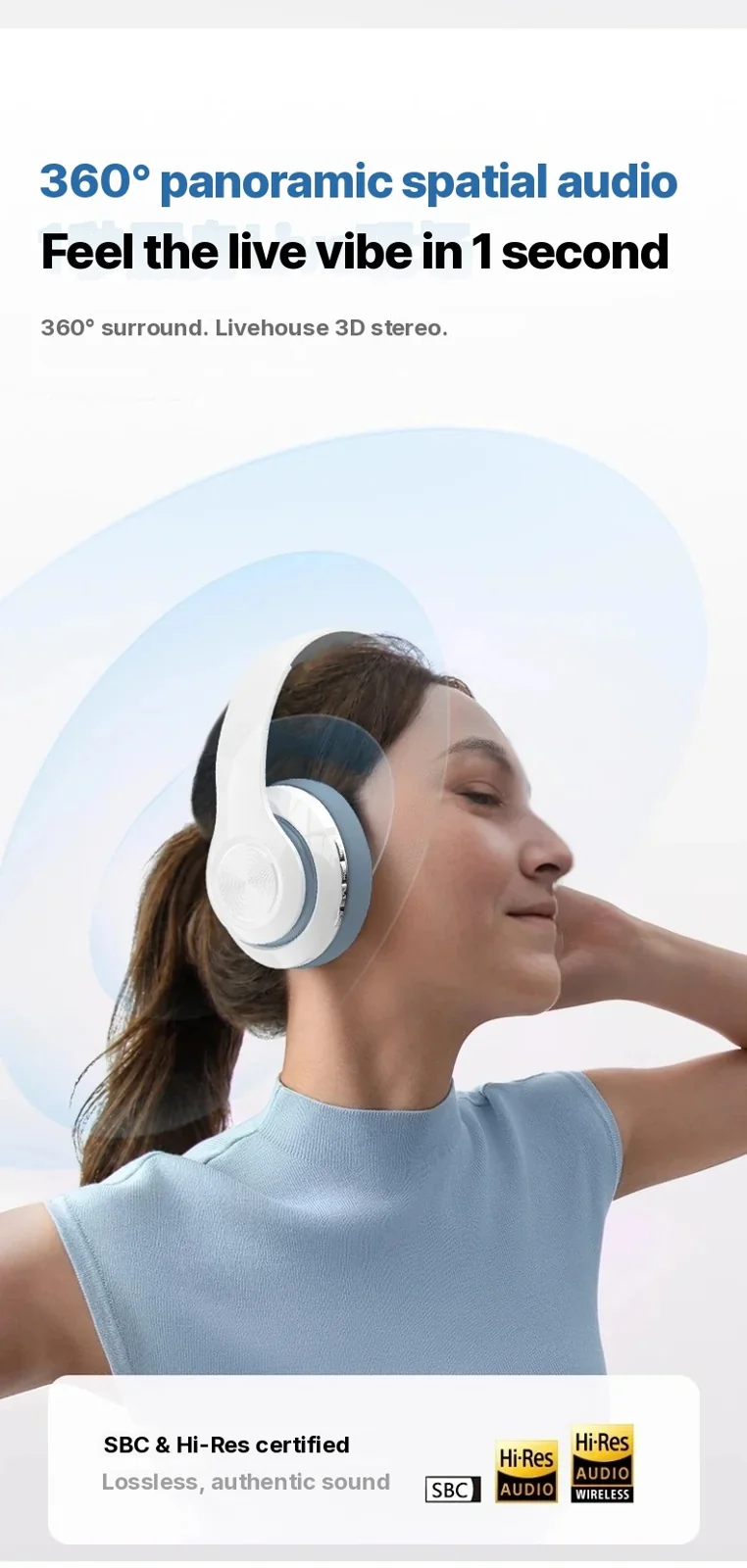 Over-ear draadloze hoofdtelefoon met FM-radio en TF-kaartsleuf