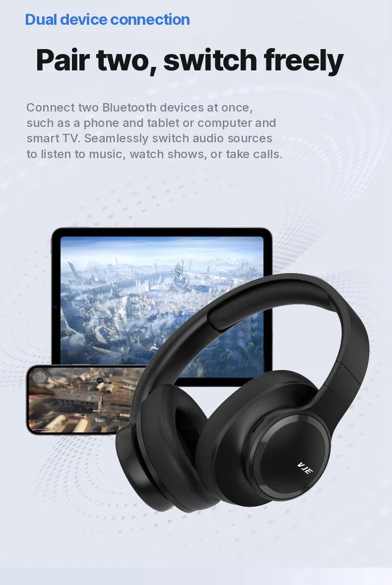 Wireless Over-Ear-Kopfhörer mit langer Akkulaufzeit und Bluetooth 5.4