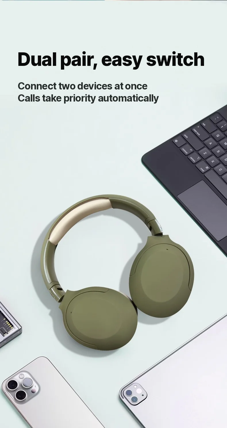 Kabellose Bluetooth Over-Ear-Kopfhörer mit FM-Radio und langer Akkulaufzeit