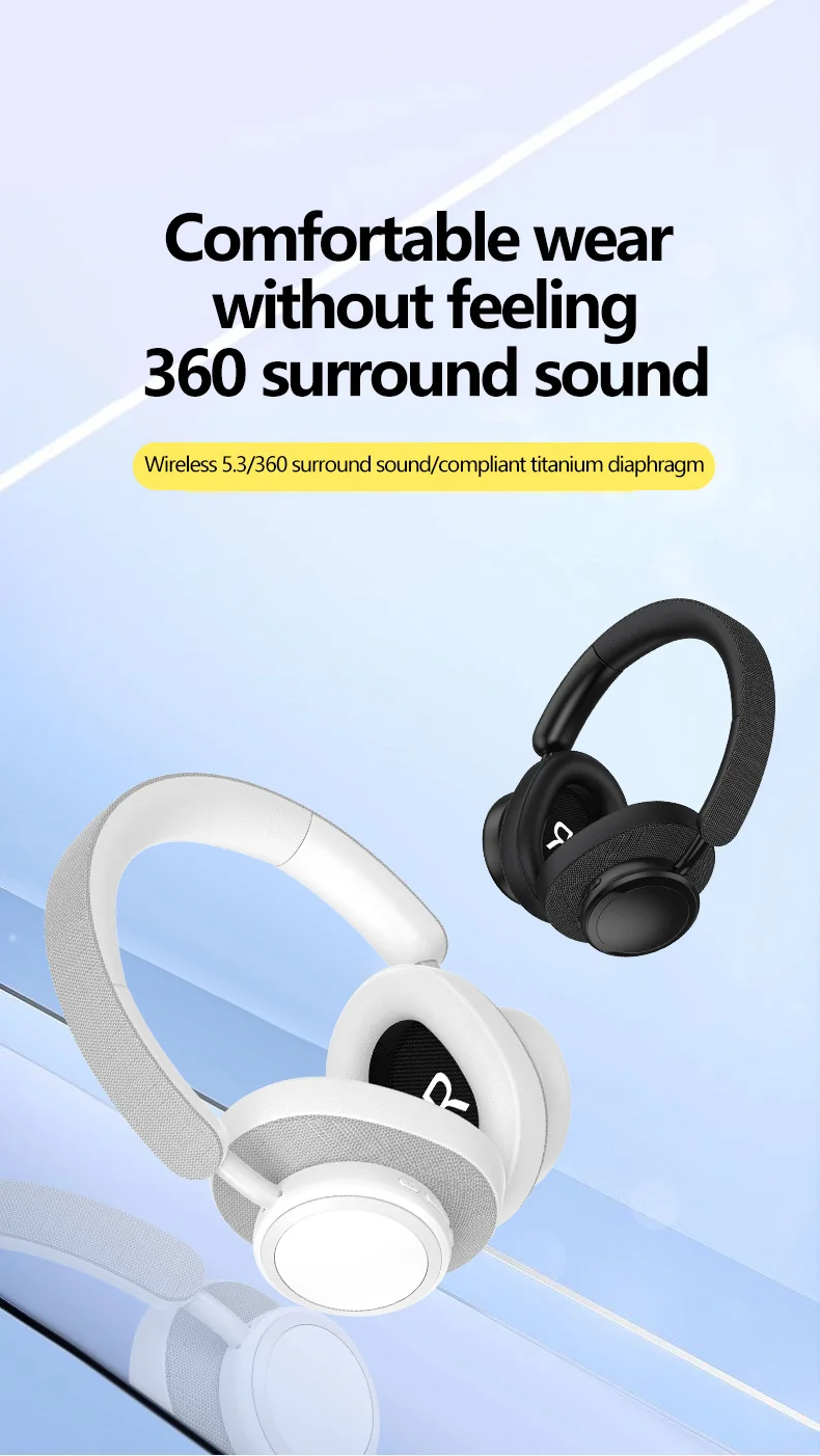 Wireless Over-Ear Headphones with Deep Bass and Long Battery Life