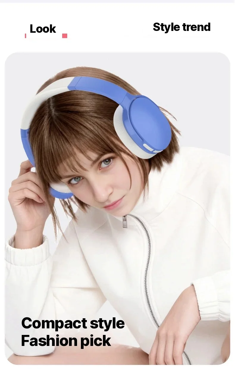 Fon Kepala Bluetooth Over-Ear dengan FM, Kad TF, Mod EQ & Mikrofon