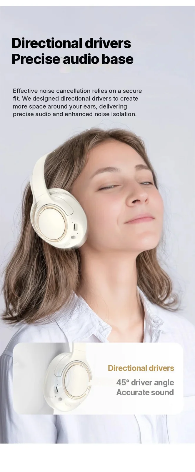 Active Noise Cancelling Wireless Headphones with Mic, 35H Battery