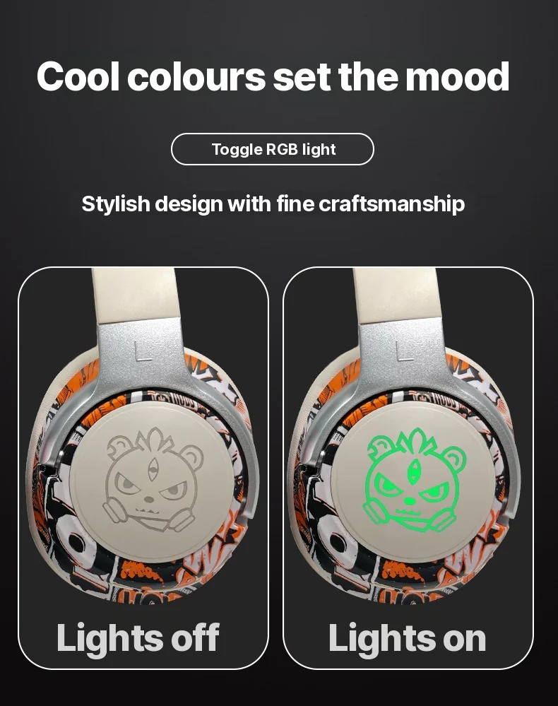 Graffiti Over-Ear Wireless Headphones with FM Radio and Long Battery Life