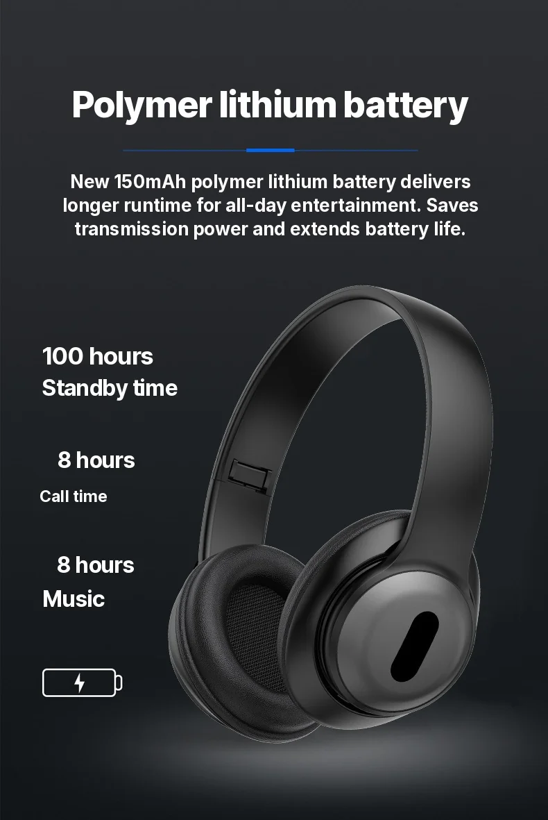 Over-Ear Wireless Bluetooth Headphones with FM Radio and TF Card Slot