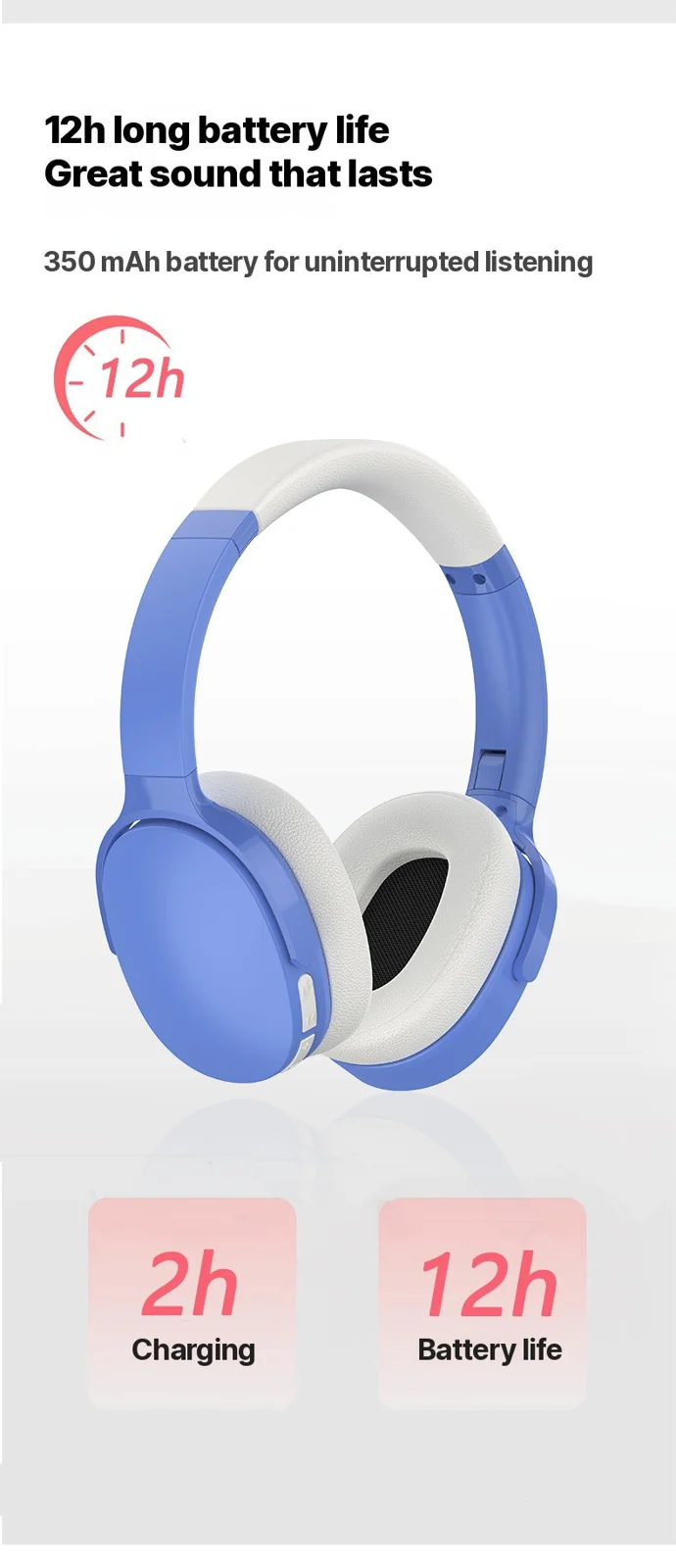 Fon Kepala Bluetooth Over-Ear dengan FM, Kad TF, Mod EQ & Mikrofon