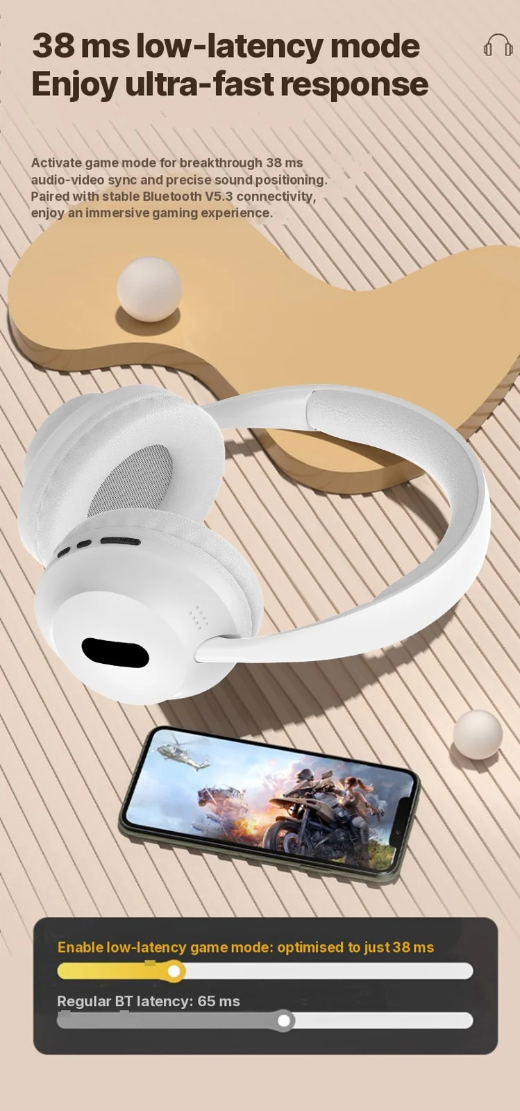 Wireless Bluetooth Over-Ear Headphones with Mic and 3.5mm Audio Cable