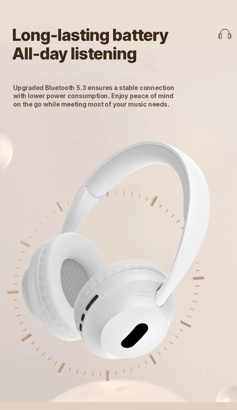 Wireless Bluetooth Over-Ear Headphones with Mic and 3.5mm Audio Cable