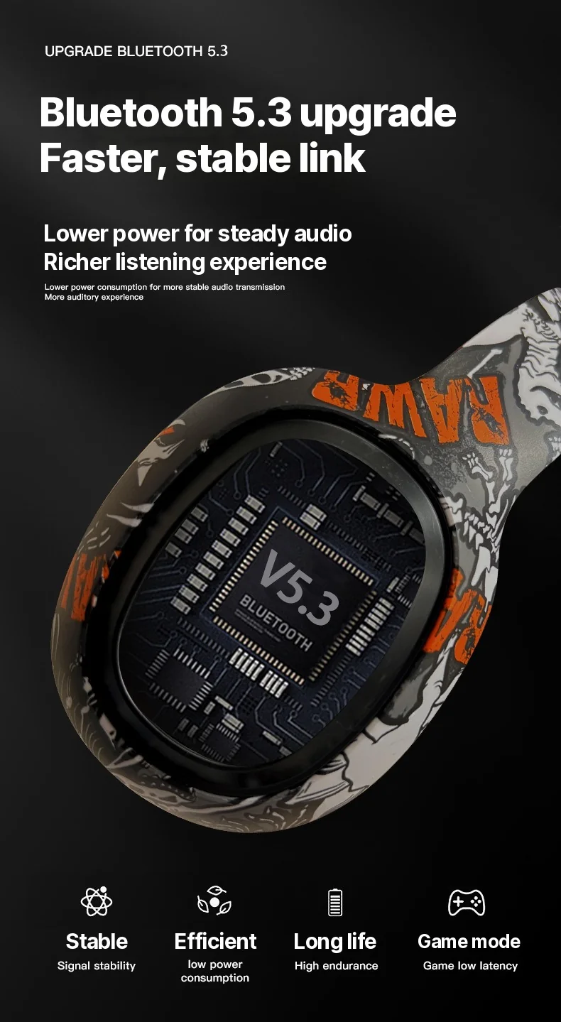 Over-Ear Bluetooth Headphones with FM Radio and LED Lights