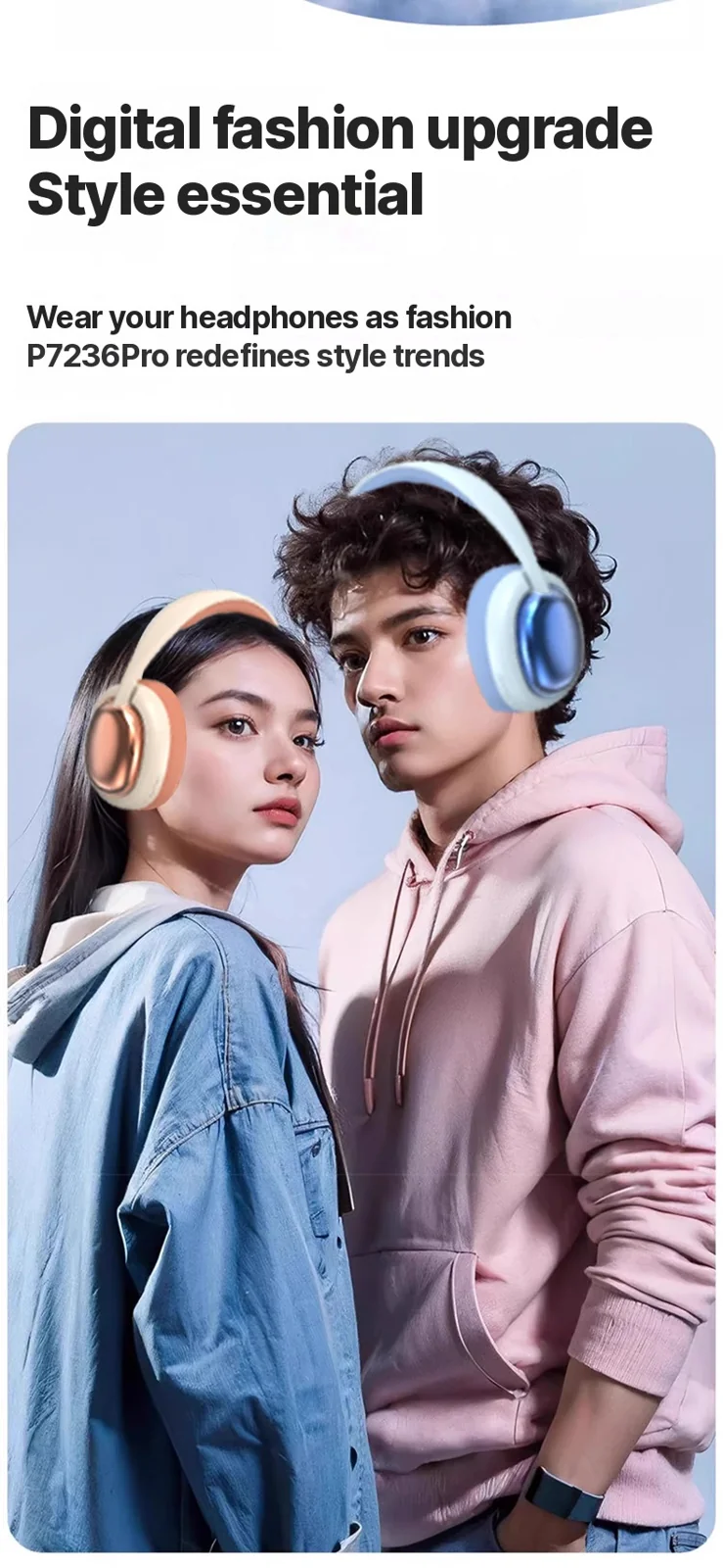 Over-ear trådløse Bluetooth-hovedtelefoner med mikrofon og 40 mm drivere