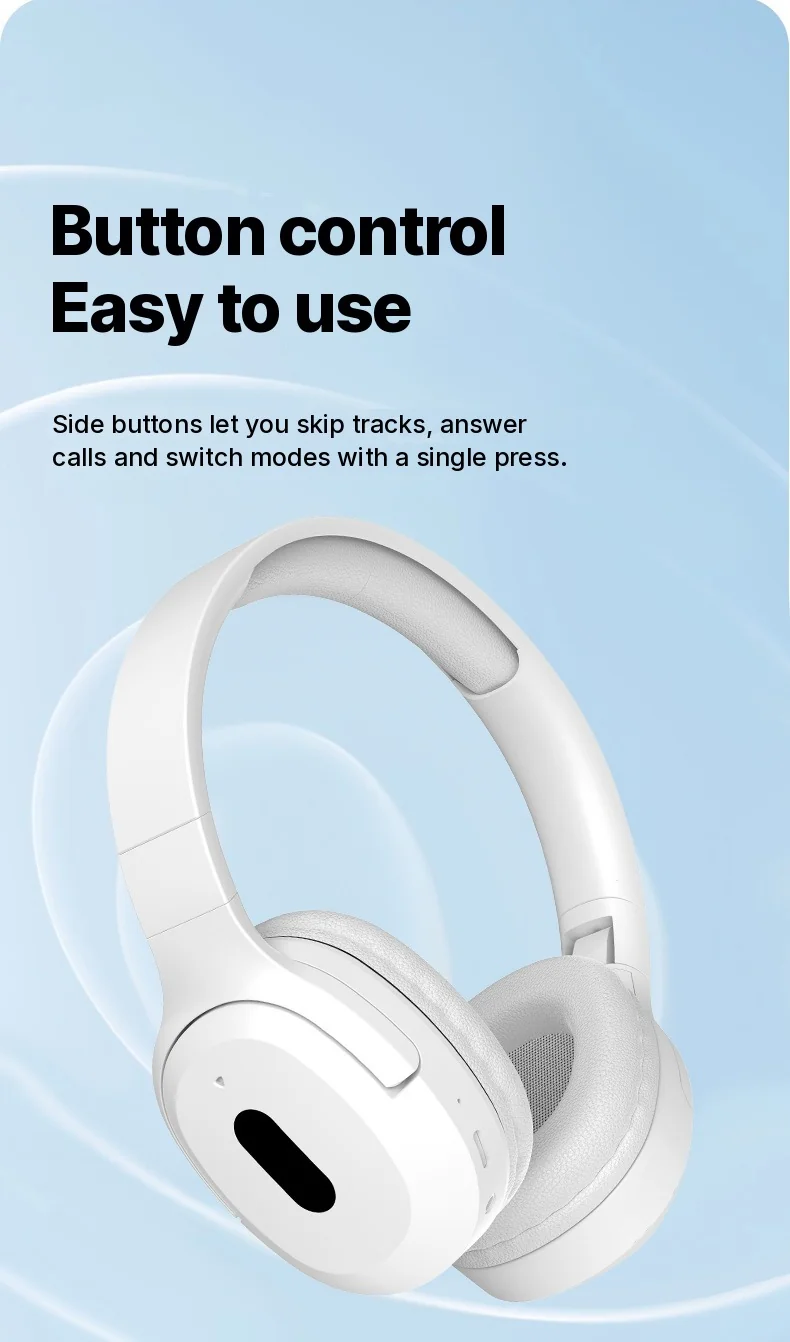 Casque Bluetooth sans fil supra-auriculaire Type-C musique stéréo