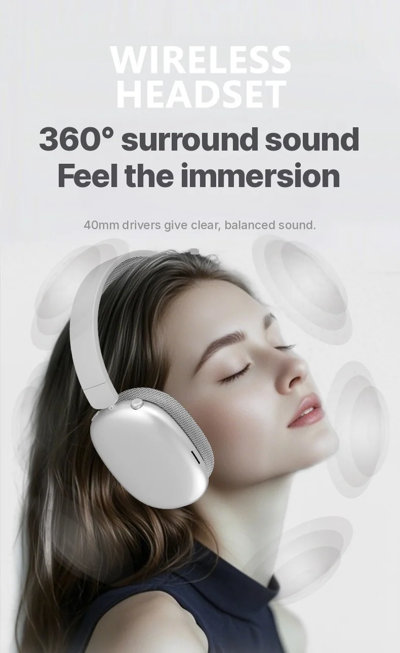 Wireless Bluetooth Over-Ear Headphones with Long Battery Life