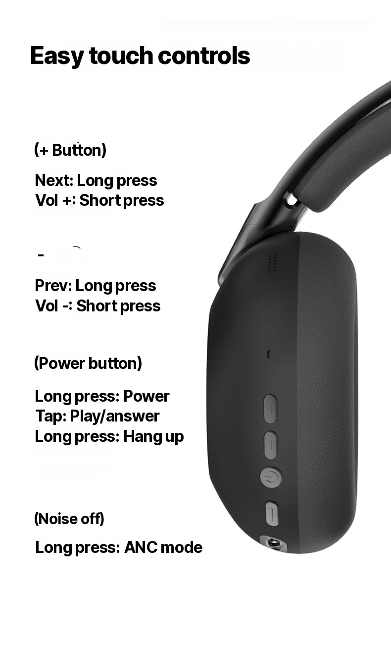 Over-Ear Wireless Bluetooth Headphones with Active Noise Cancelling