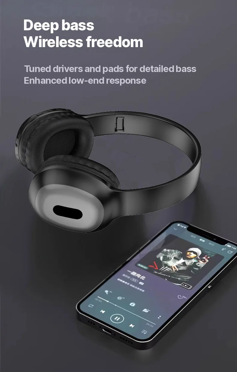 Bluetooth-hovedtelefoner med over-øre-design, TF-kortslot og AUX-indgang