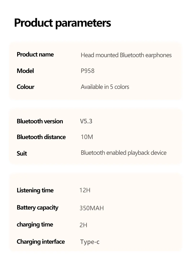 Wireless Over-Ear Bluetooth Headphones with Type-C Charging