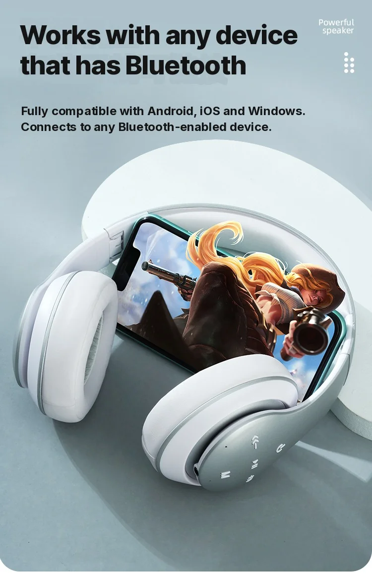 Over-ear draadloze Bluetooth-hoofdtelefoon met lange batterijduur
