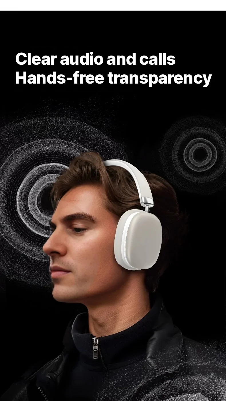 Wireless Bluetooth Over-Ear Headphones with Deep Bass and Type-C Charging