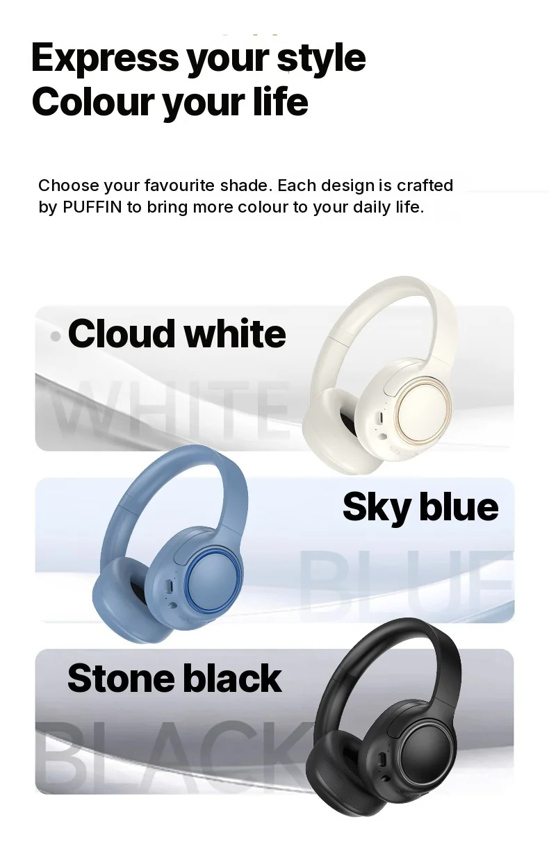 Active Noise Cancelling Wireless Headphones with Mic, 35H Battery