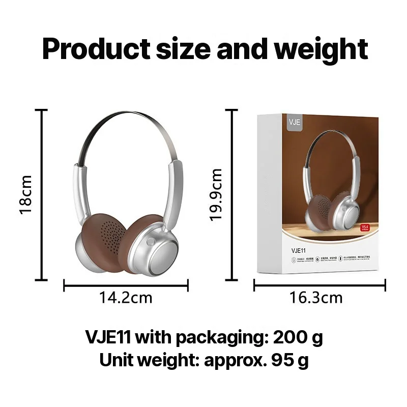 Retro Wireless Bluetooth Headphones with Metal Headband and Long Battery Life