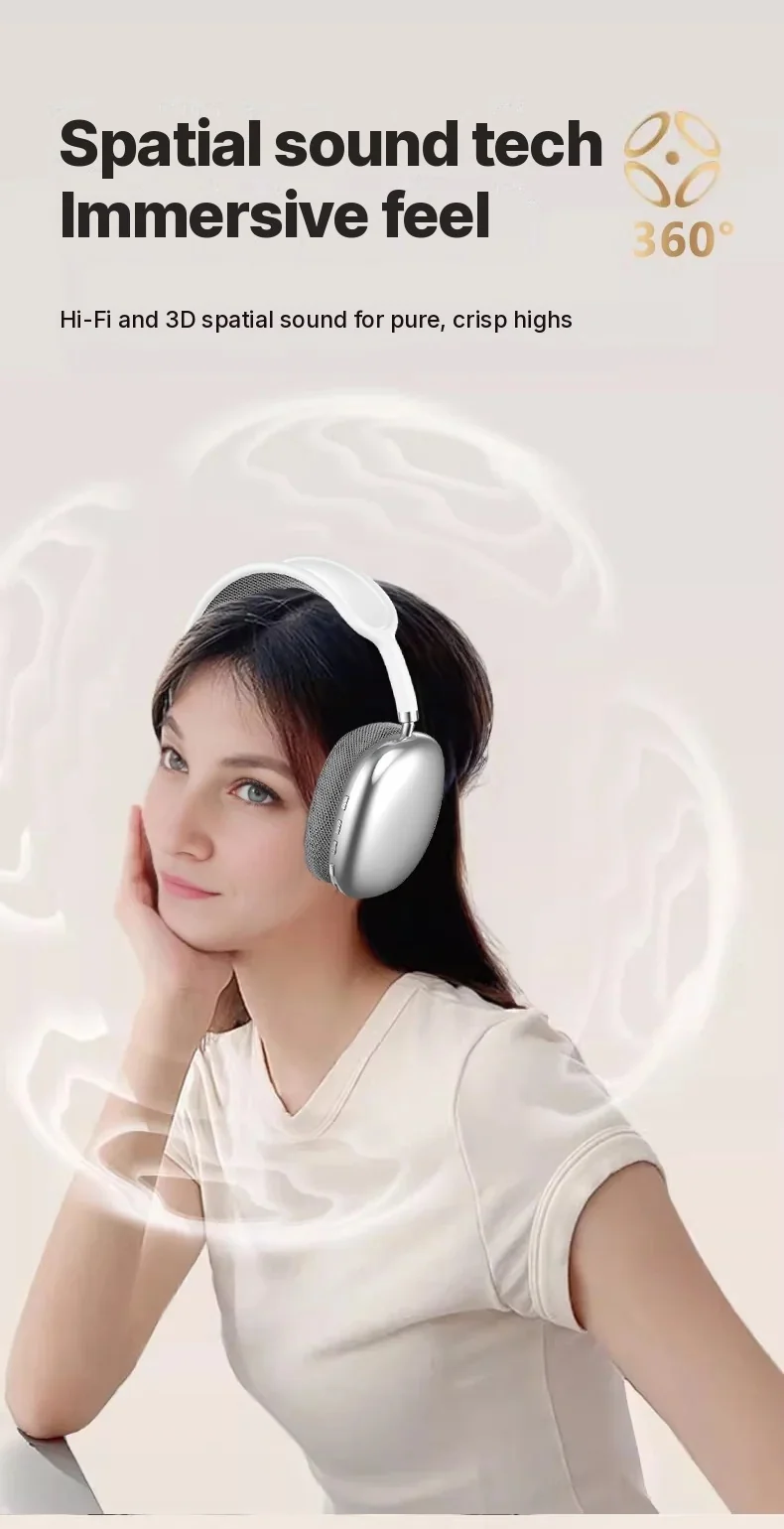 Wireless Over-Ear Headphones with FM Radio and TF Card Slot