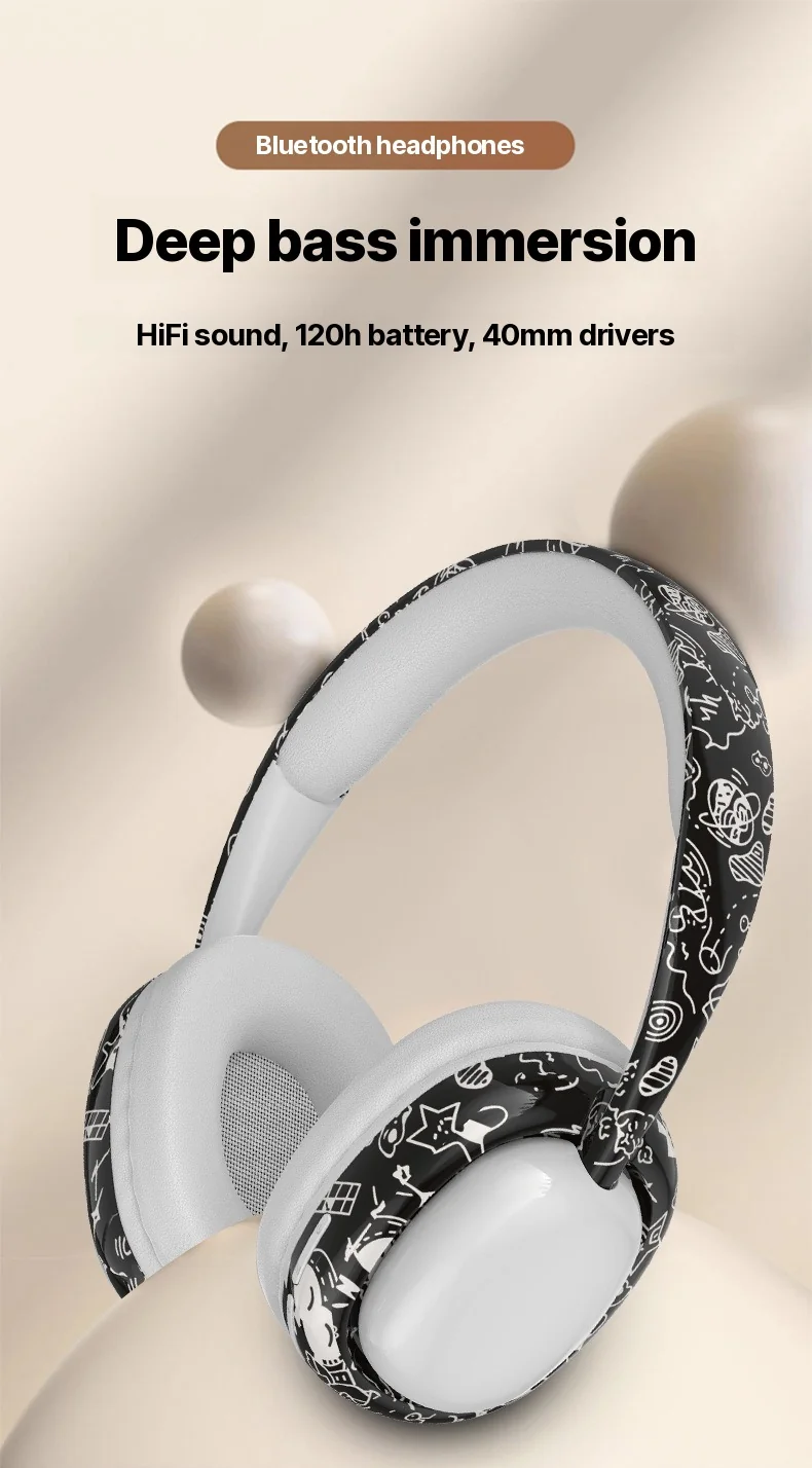 Fones de Ouvido Bluetooth Over-Ear com Graves Profundos e Conectividade Sem Fio