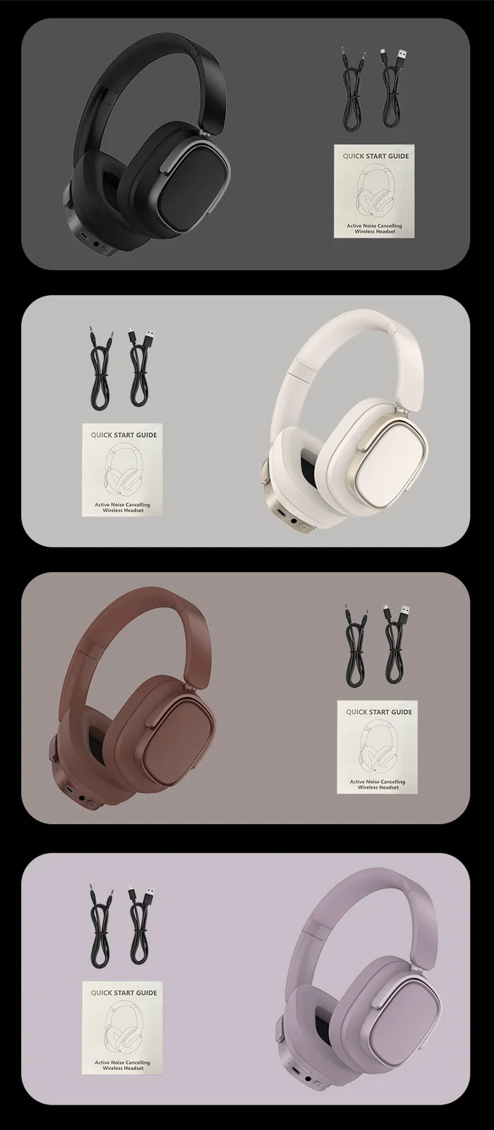 Over-Ear Wireless Headphones with Active Noise Cancelling and 35H Battery