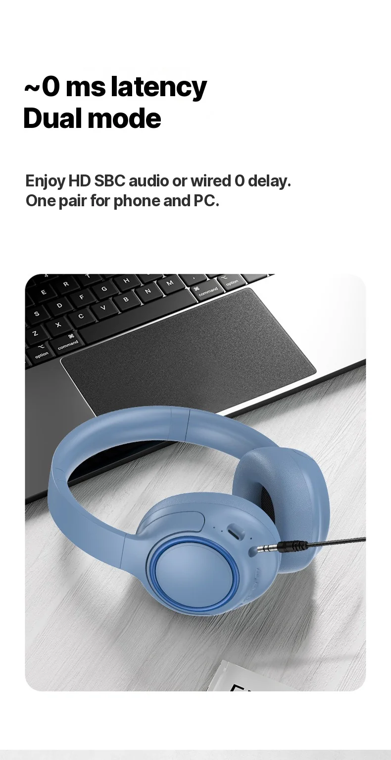 Active Noise Cancelling Wireless Headphones with Mic, 35H Battery
