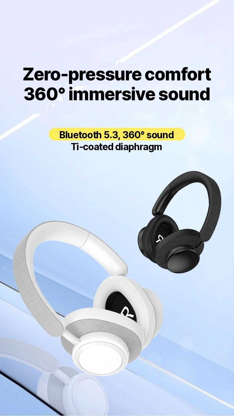 Wireless Bluetooth Over-Ear Headphones with Fabric Finish and Long Battery Life