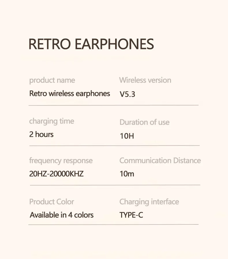 Retro Bluetooth slúchadlá cez uši, bezdrôtové 5.4 stereo hudba a hovory