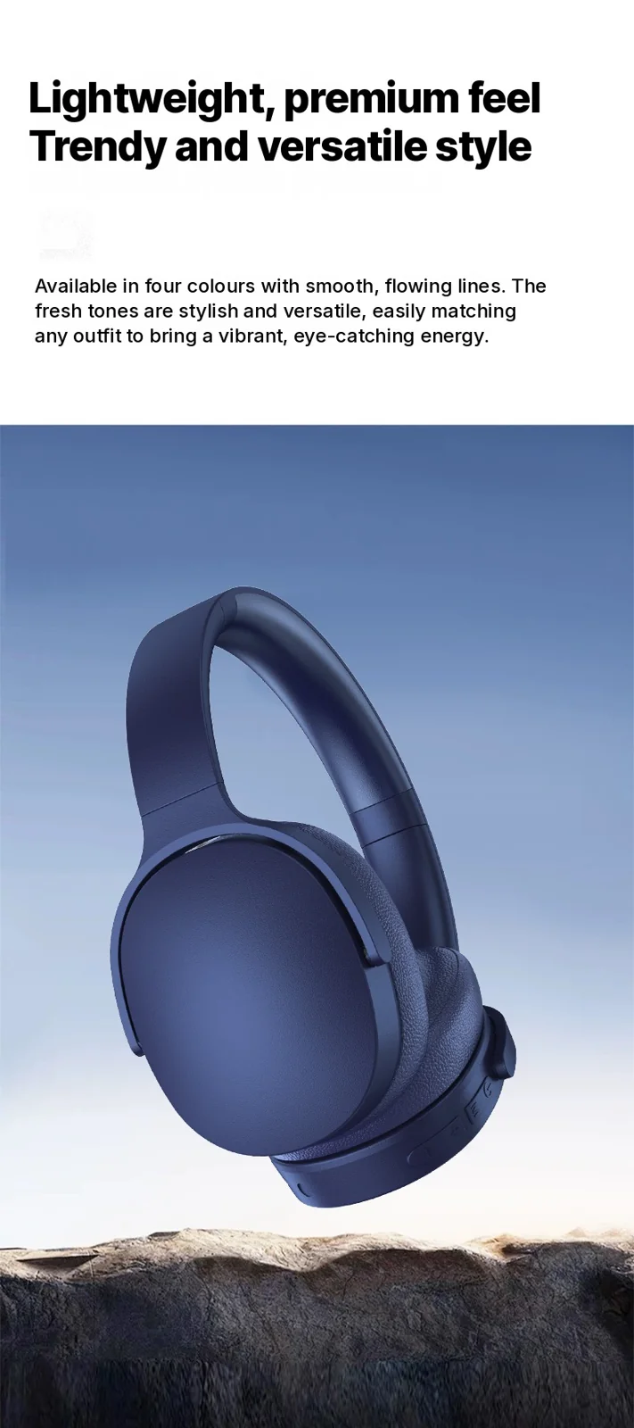 Active Noise Cancelling Wireless Bluetooth Headphones Over-Ear Long Battery Life