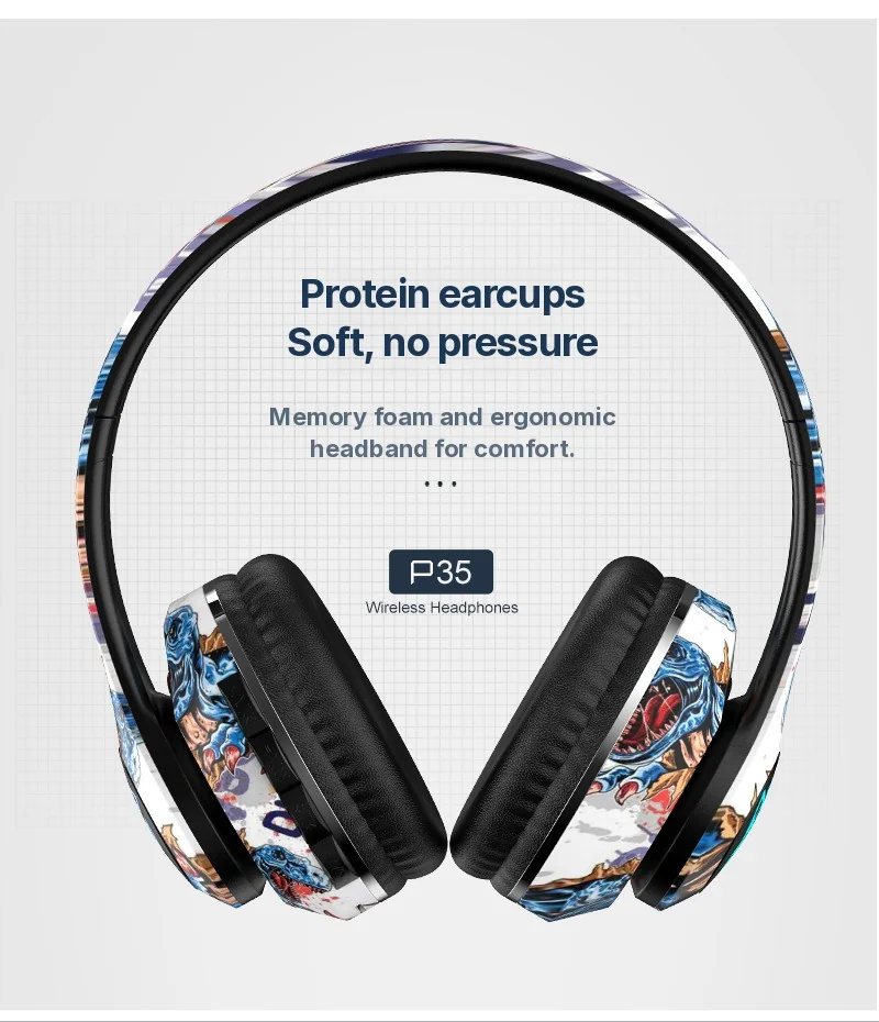 Fone de Ouvido Bluetooth Dobrável Over-Ear com Design Grafite