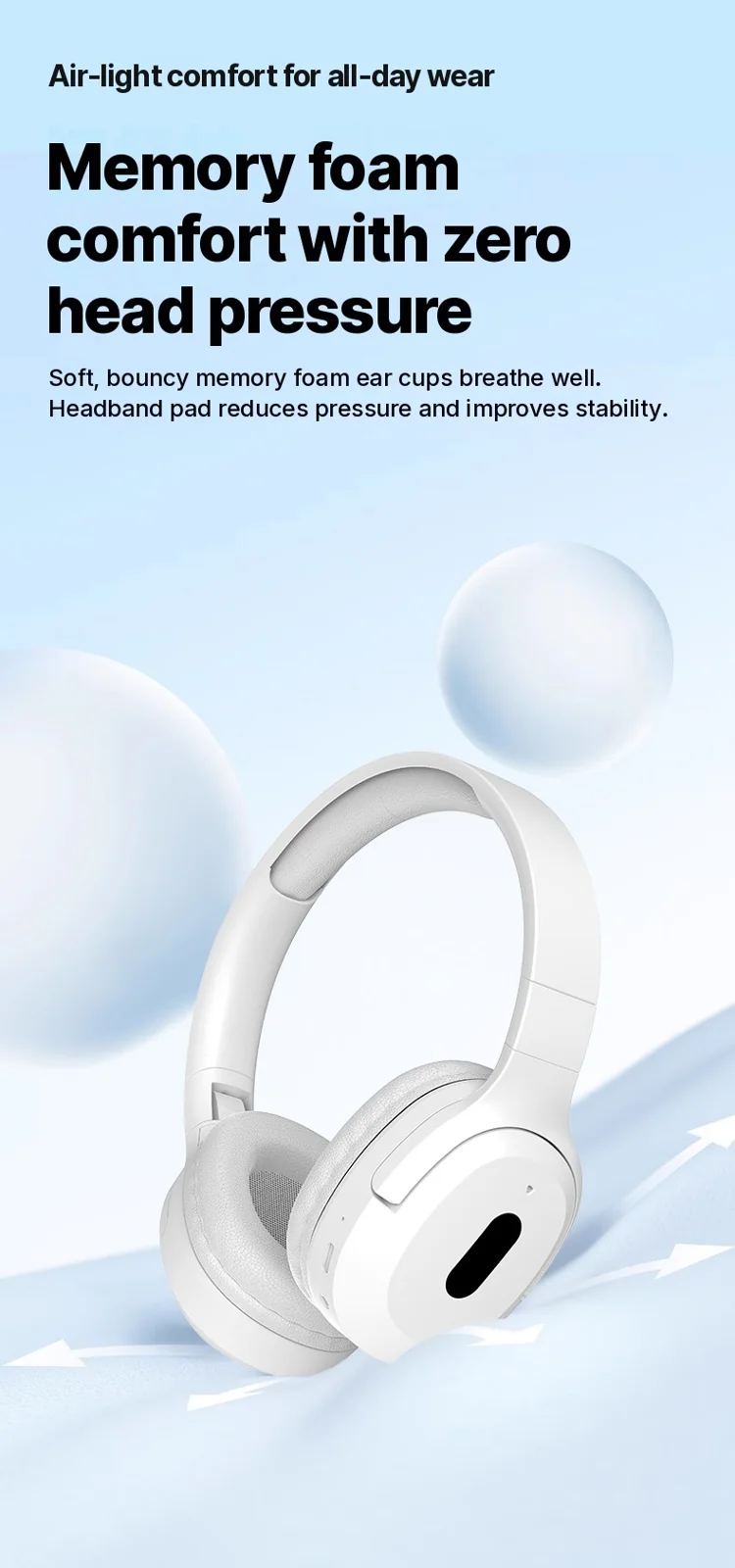 Casque Bluetooth sans fil supra-auriculaire Type-C musique stéréo