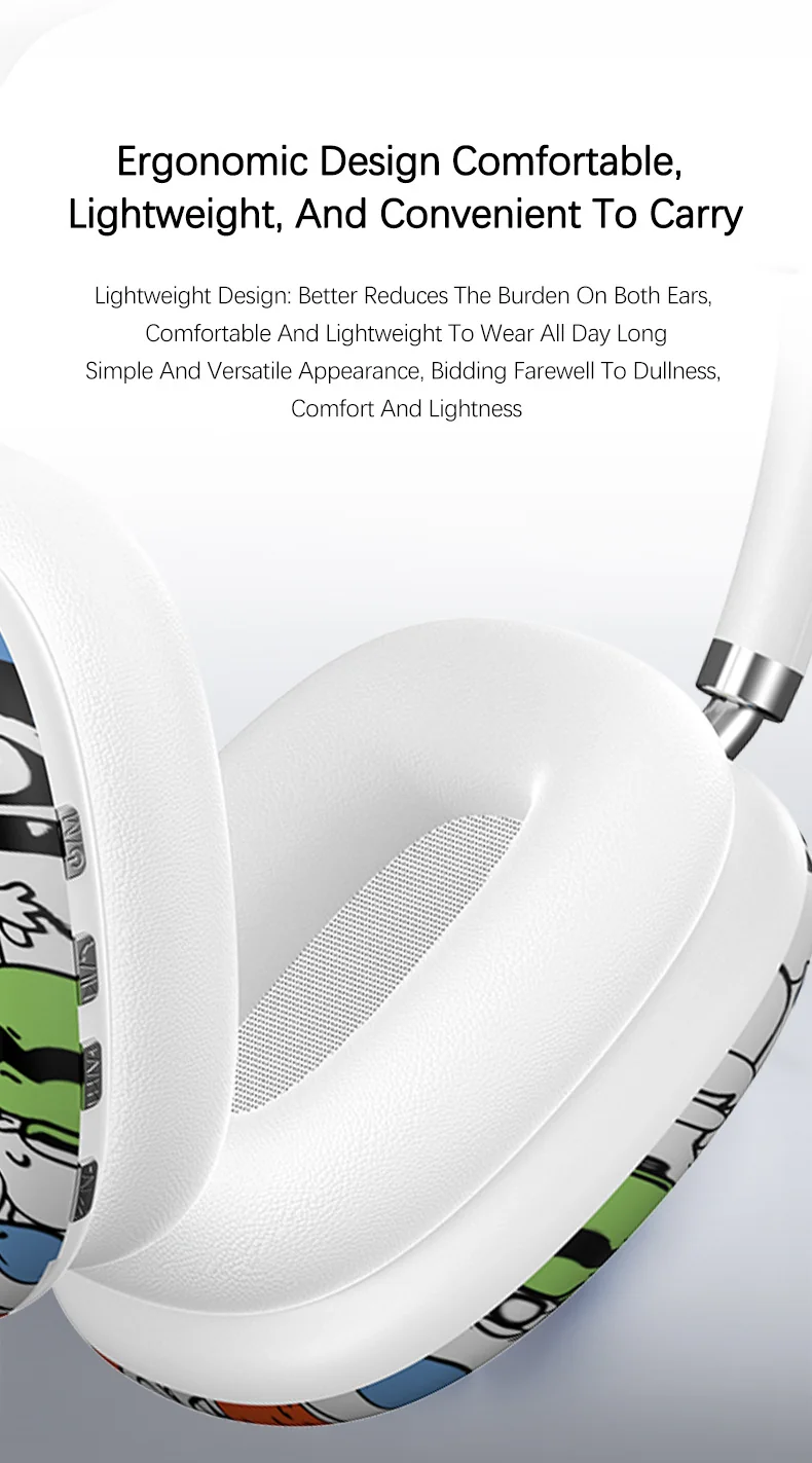 Graffiti Over-Ear Wireless Headphones with TF Card and AUX