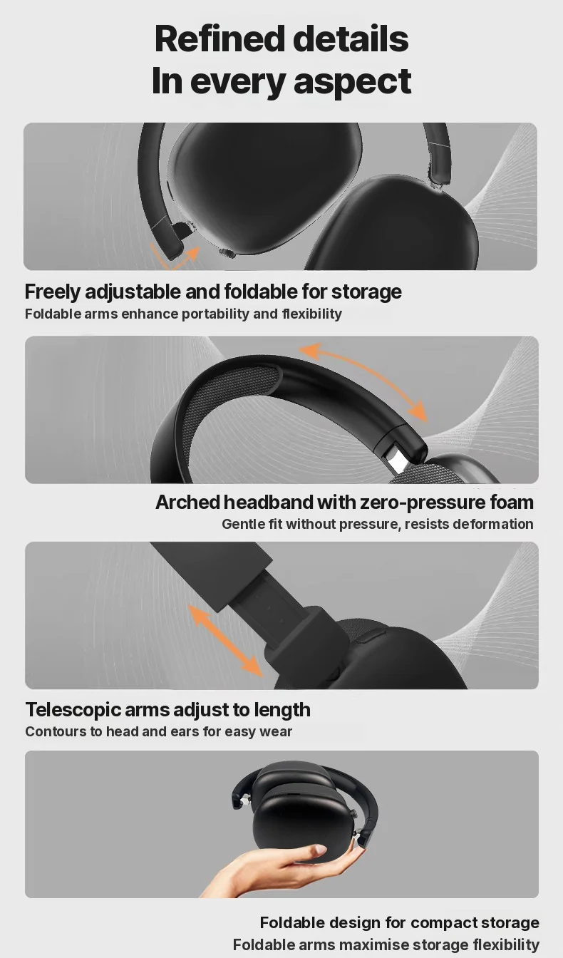 Over-Ear Wireless Bluetooth Headphones with FM Radio and TF Card Slot