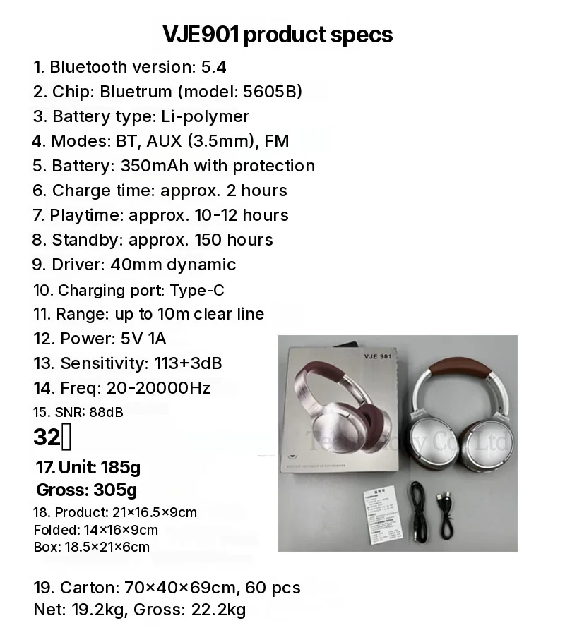 Retro Over-Ear Bluetooth Headphones with FM Radio and Wired Mode
