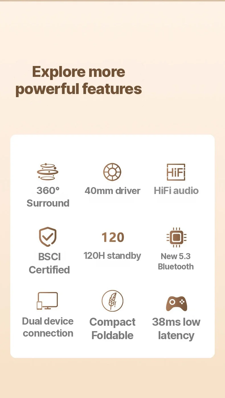 Wireless Over-Ear Bluetooth Headphones with Long Battery Life