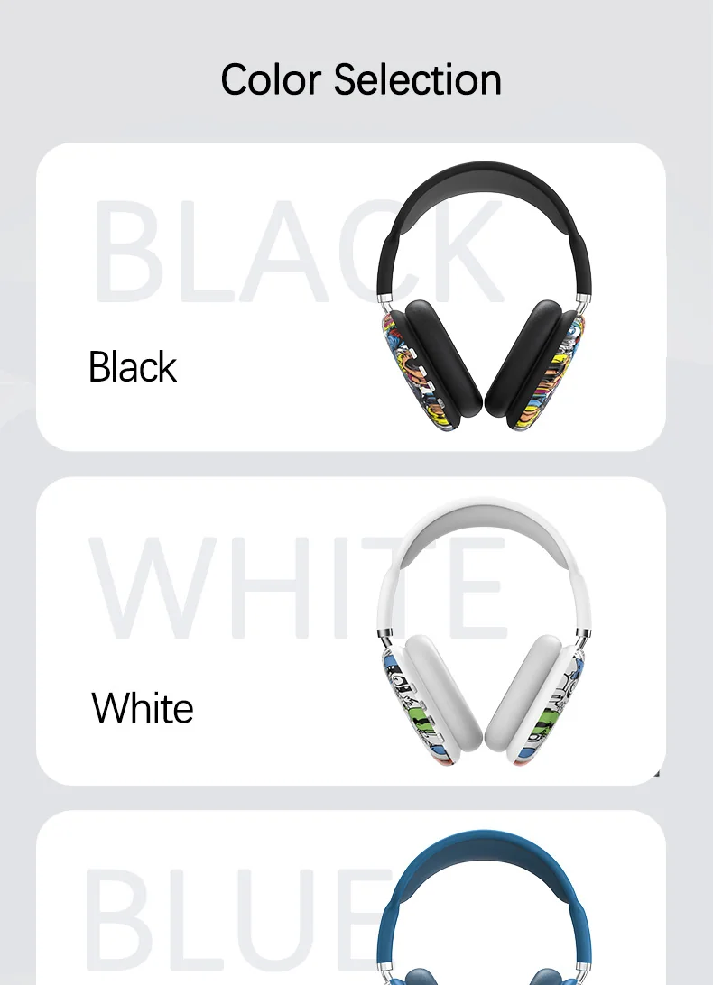 Graffiti Over-Ear Wireless Headphones with TF Card and AUX
