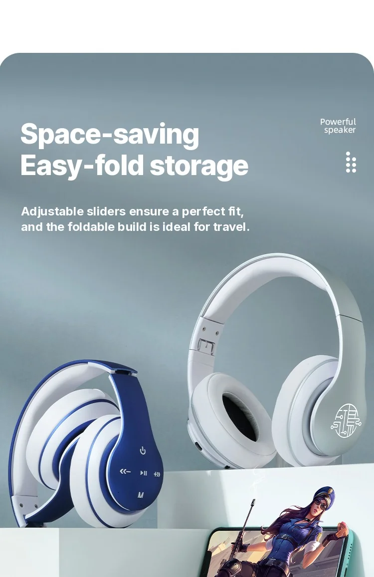 Over-ear draadloze Bluetooth-hoofdtelefoon met lange batterijduur