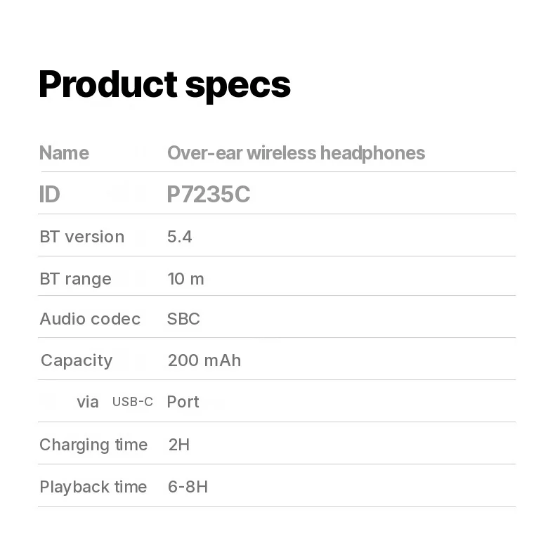 Fon Telinga Tanpa Wayar Over-Ear dengan Bluetooth 5.4 & Slot Kad TF
