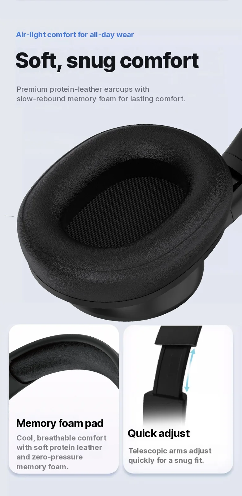 Wireless Over-Ear-Kopfhörer mit langer Akkulaufzeit und Bluetooth 5.4