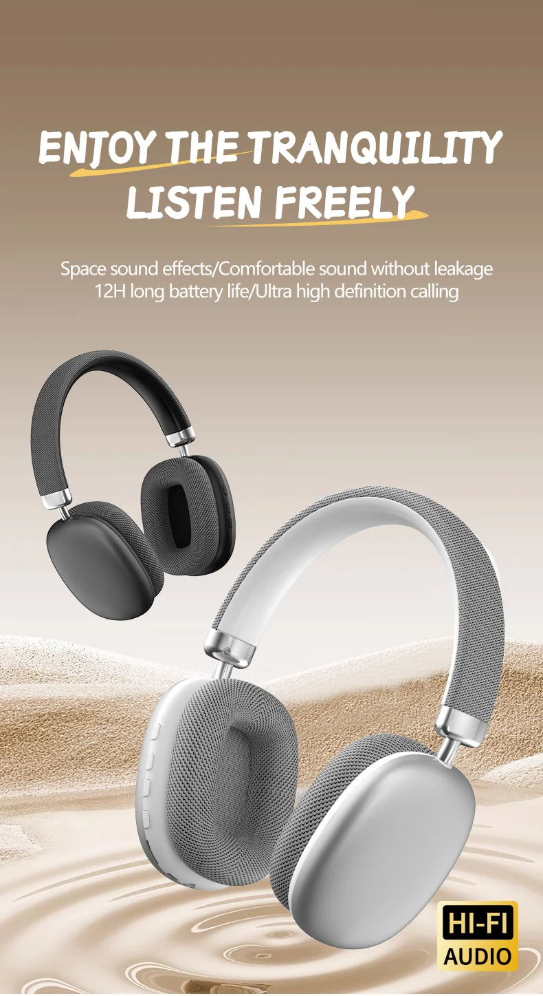 Wireless Over-Ear Bluetooth Headphones with Type-C Charging