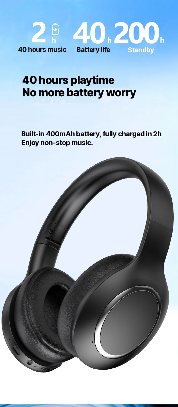 Over-Ear Bluetooth Headphones with Active Noise Cancelling and Long Battery Life